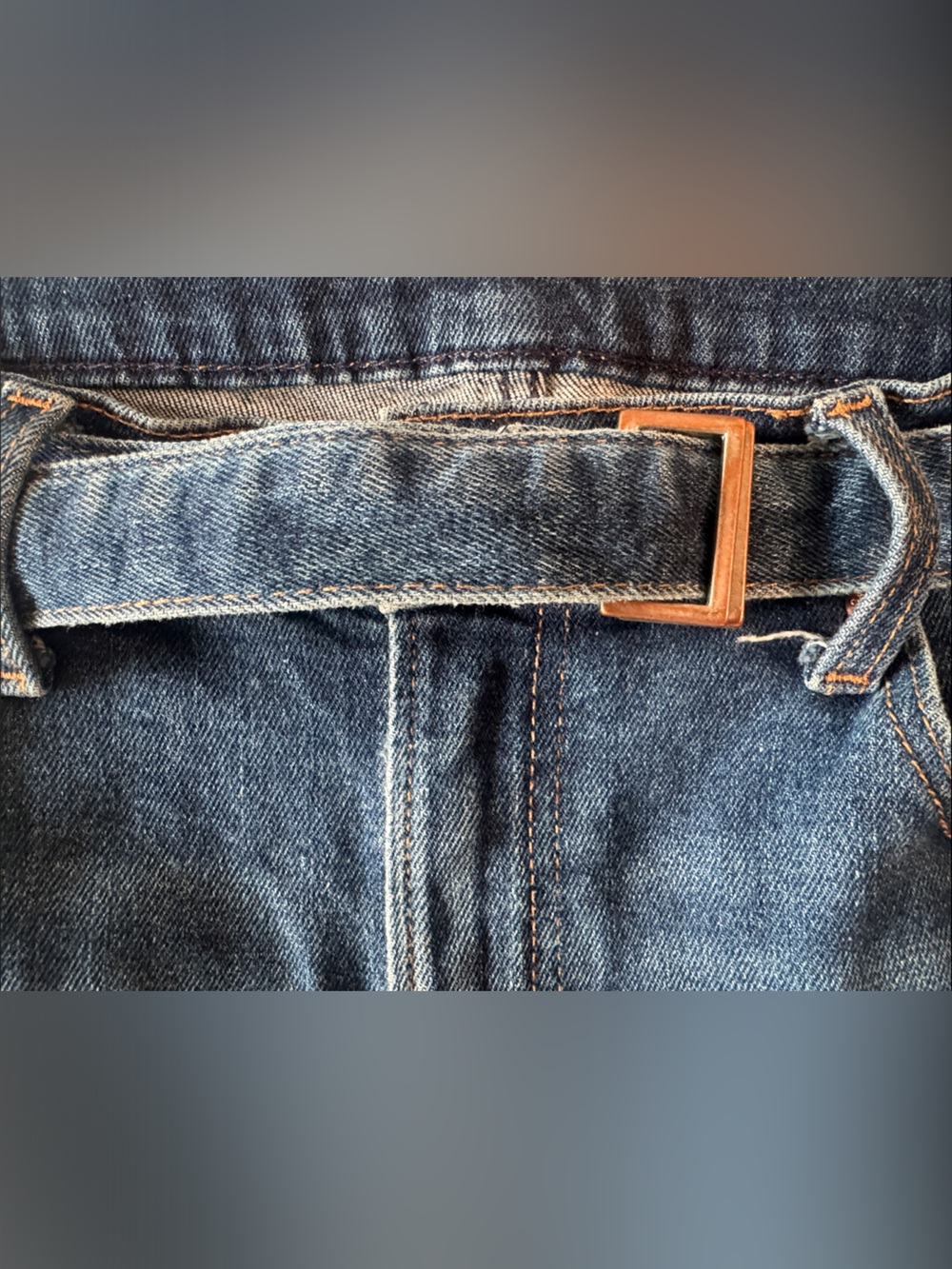 GAP Jeans - Indigo, Wide Leg, Raw Edge, High-Rise, Self Belt - Picture 8 of 13